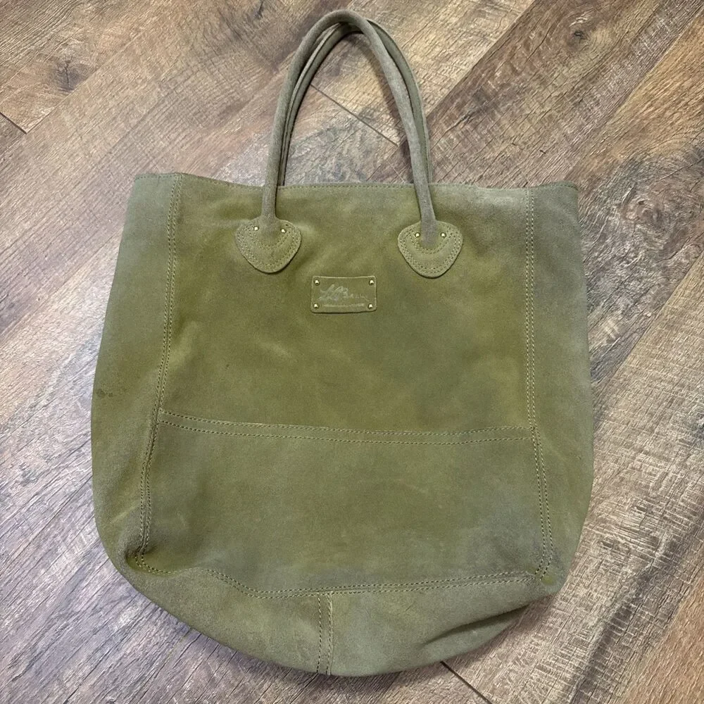 VTG LL Bean Suede tote bag Slouchy Olive Green